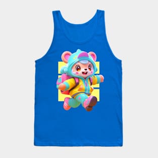 AKBLM - MUNCHKIN マンチカン KUMA | CUTE 3D ANIME COLOR POP MASCOT Tank Top